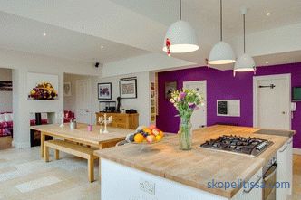 Design della cucina con sala da pranzo e soggiorno in una casa privata: foto di idee progettuali