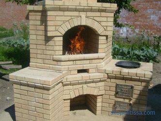 Griglia per mattoni, fondamenta per un forno per barbecue e una griglia in mattoni, fasi di costruzione, foto