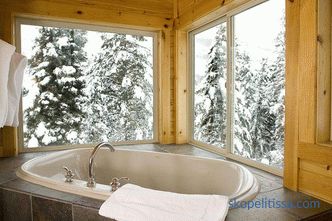 Progettazione di un bagno in una casa privata con una finestra, progetti in case di campagna, idee moderne, foto